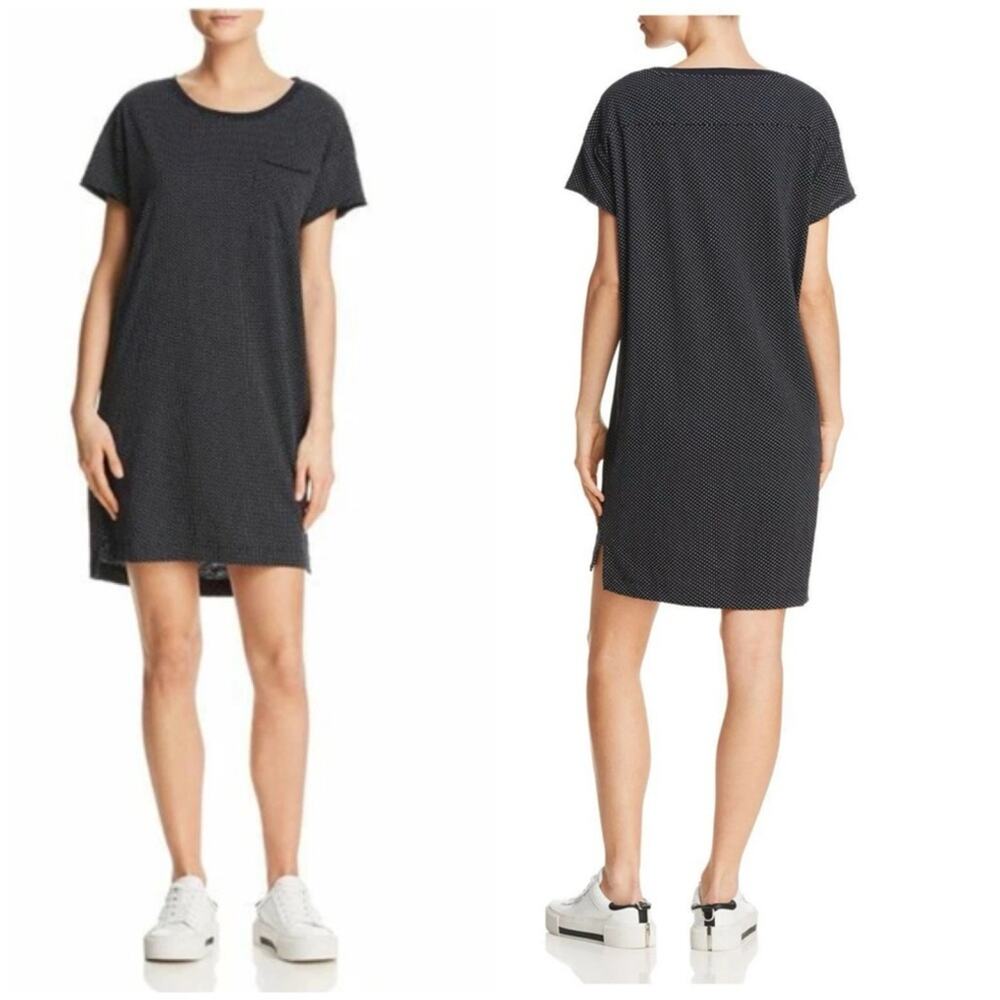 ATM Polka Dot Oversized T-Shirt Dress in Midnight Combo (Dark Navy)